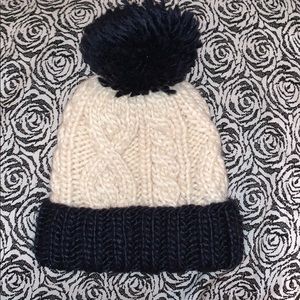 White and blue beanie